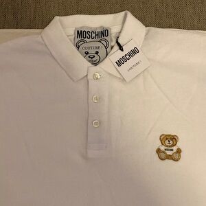 NWT Moschino Couture White Polo with Bear Embroidery